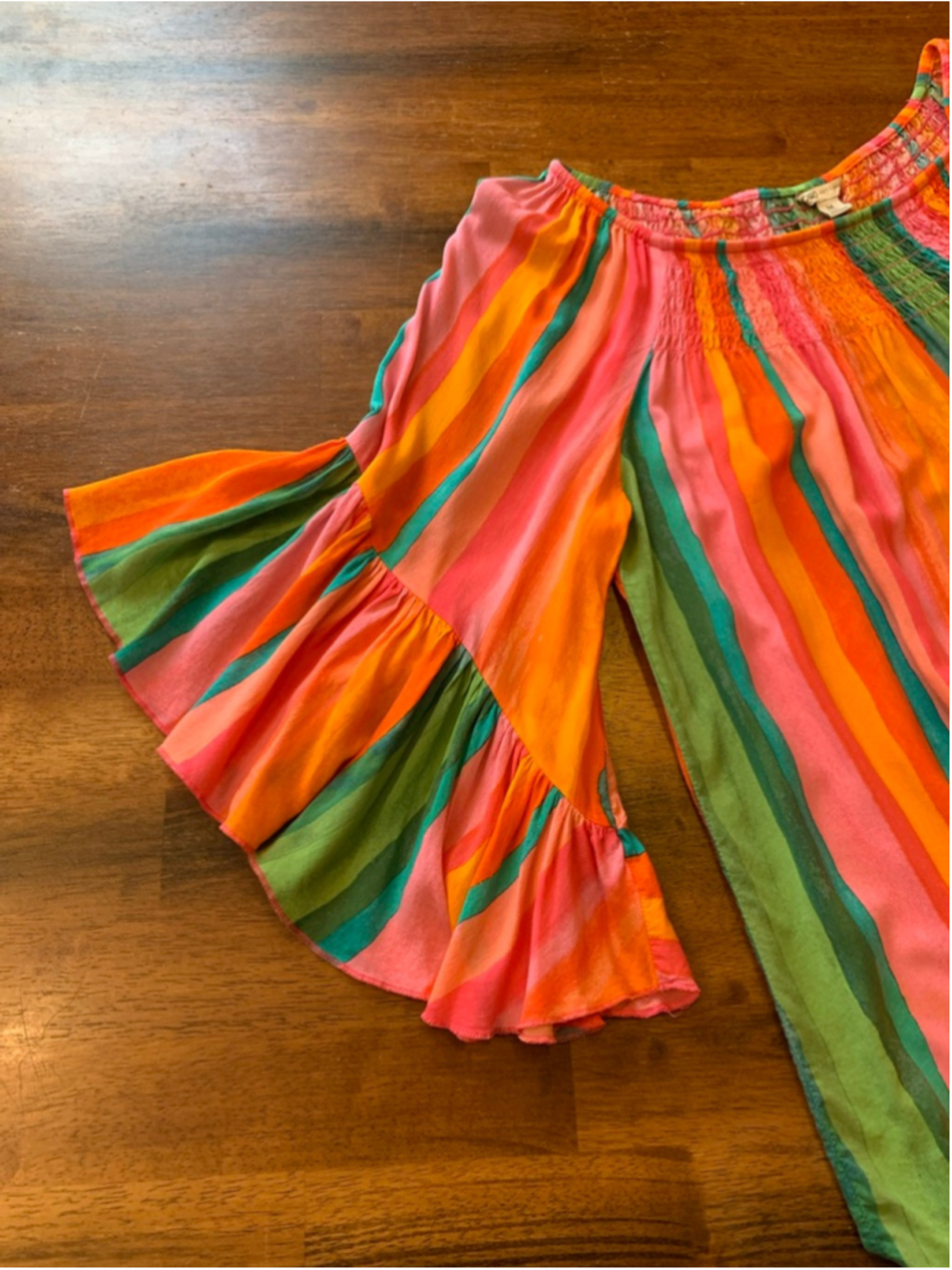 Cato Top Medium Multi Color Stripes Ruffle Sleeves - Picture 5 of 7